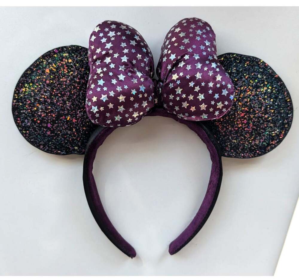 Disney Parks Midnight Magic Minnie Ears Purple Star Bow Chunky Glitter Celestial